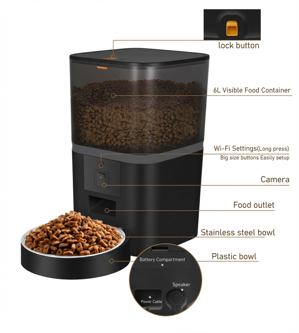 6L Smart Pet Feeder with HD Camera & App Control